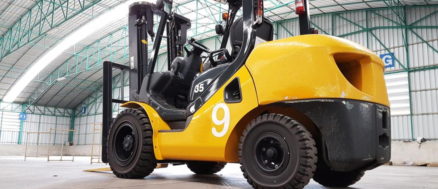 stock photo the forklift truck in ware house 1096574348 Copy